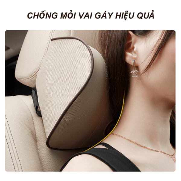 Bộ gối tựa đầu và tựa lưng ô tô cao su non bọc da cao cấp