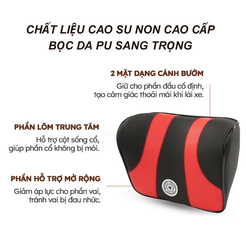 Bộ gối tựa đầu và tựa lưng ô tô cao su non bọc da cao cấp
