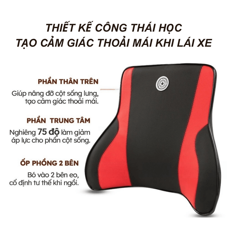 Bộ gối tựa đầu và tựa lưng ô tô cao su non bọc da cao cấp