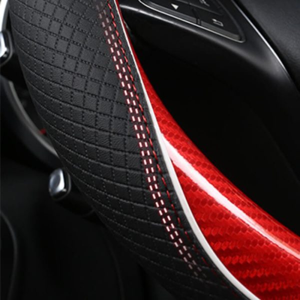 Bọc vô lăng da PU phối sợi Carbon phủ bóng 3D sang trọng