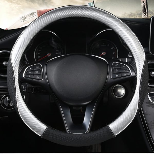 Bọc vô lăng da PU phối sợi Carbon phủ bóng 3D sang trọng