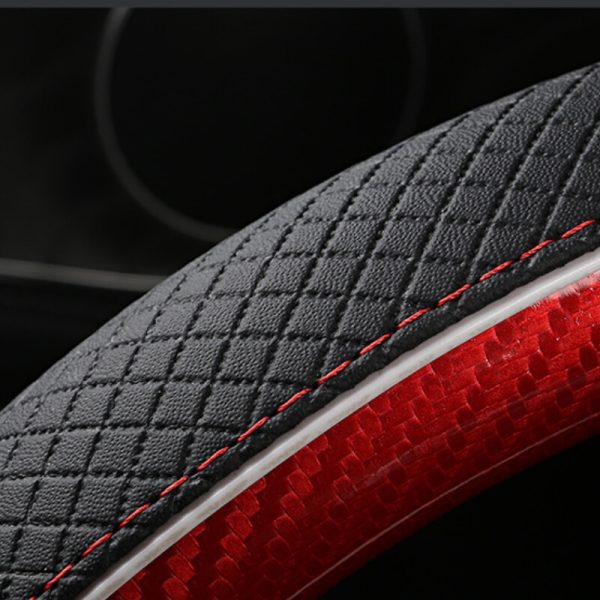 Bọc vô lăng da PU phối sợi Carbon phủ bóng 3D sang trọng