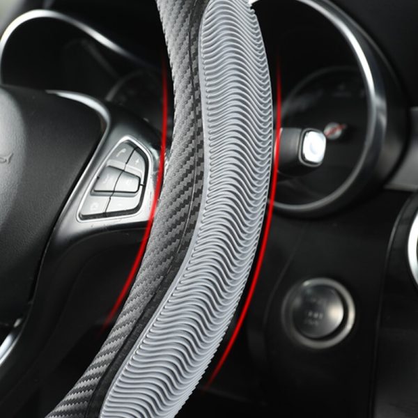 Bọc vô lăng sợi carbon vân gỗ anh đào gân cao su sang trọng
