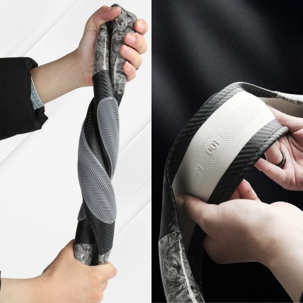 Bọc vô lăng sợi carbon vân gỗ anh đào gân cao su sang trọng
