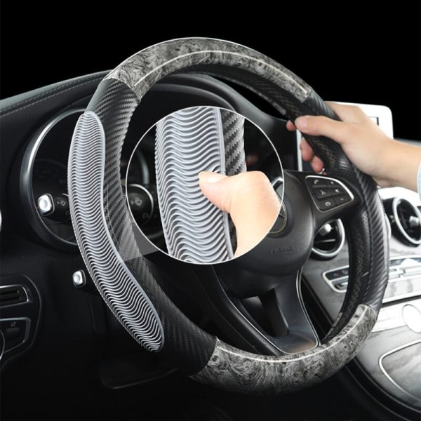 Bọc vô lăng sợi carbon vân gỗ anh đào gân cao su sang trọng