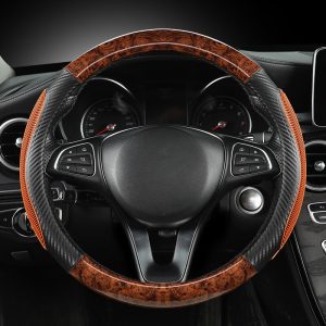 Bọc vô lăng sợi carbon vân gỗ anh đào gân cao su sang trọng