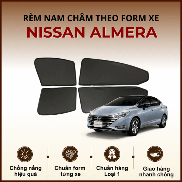 Rèm che nắng nam châm ô tô Nissan Almera cao cấp