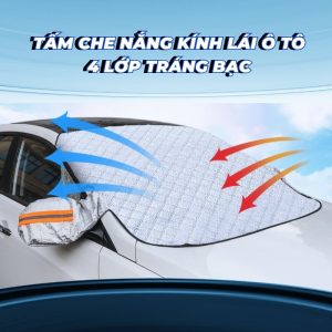 Tấm che nắng kính lái ô tô 4 lớp tráng bạc