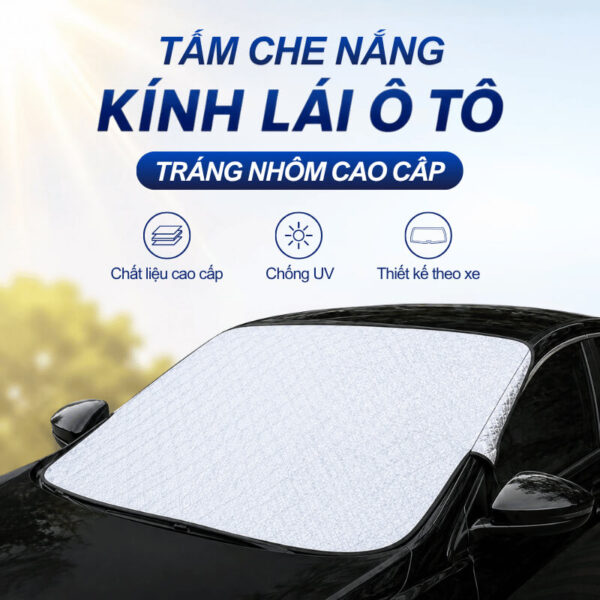 Tấm che nắng kính lái ô tô tráng nhôm cao cấp