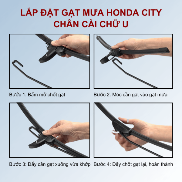Hướng dẫn lắp đặt gạt mưa ô tô Honda City chân cài chữ U