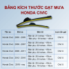 Bảng kích thước gạt mưa Honda Civic