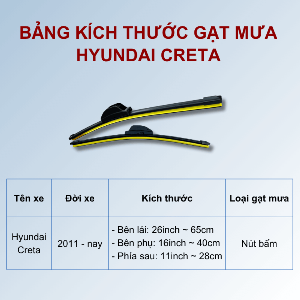 Gạt mưa xe Hyundai Creta chính hãng siêu sạch siêu êm