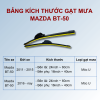 Bảng kích thước gạt mưa Mazda BT-50 các đời xe