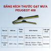 Bảng kích thước gạt mưa Peugeot 408 các đời xe