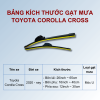 Bảng kích thước gạt mưa Toyota Corolla Cross các đời xe