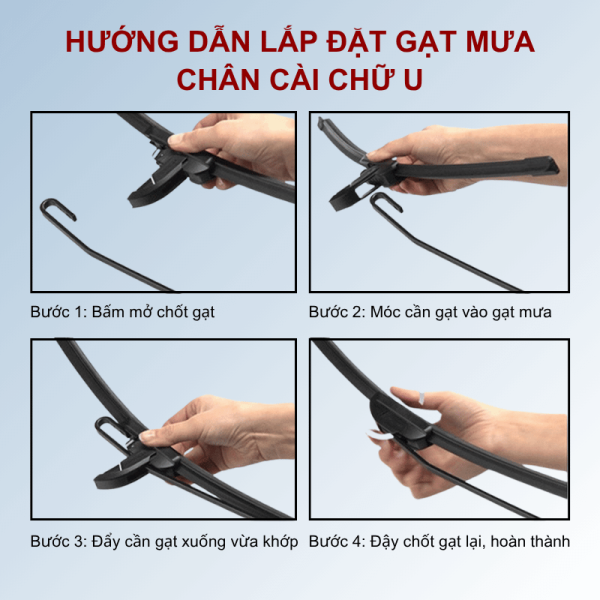 Hướng dẫn lắp đặt gạt mưa ô tô loại chân cài chữ U