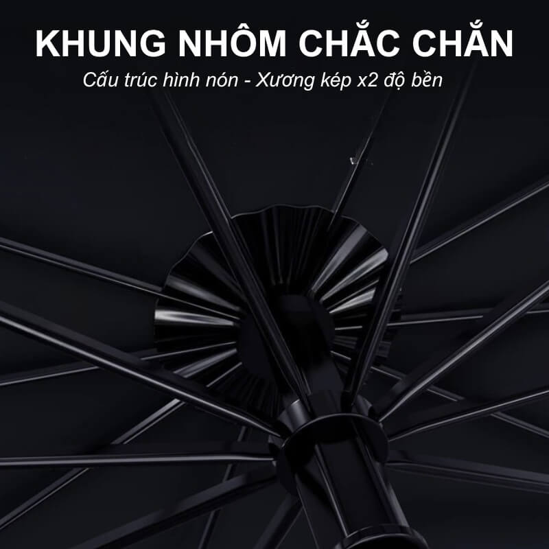 Ô dù che nắng kính lái ô tô phủ bạc cao cấp kiểu dây rút