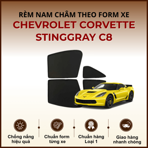 Rèm che nắng nam châm ô tô Chevrolet Corvette Stinggray C8 cao cấp