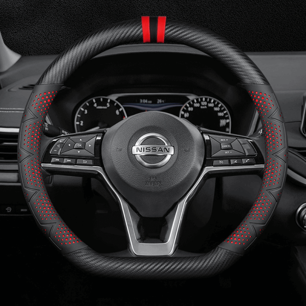 Bọc vô lăng xe Nissan chất liệu Carbon thể thao, hiện đại