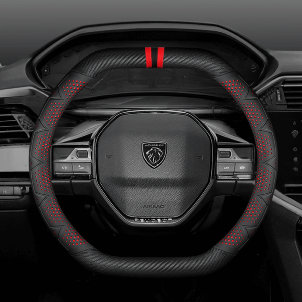 Bọc vô lăng xe Peugeot chất liệu Carbon thể thao, hiện đại