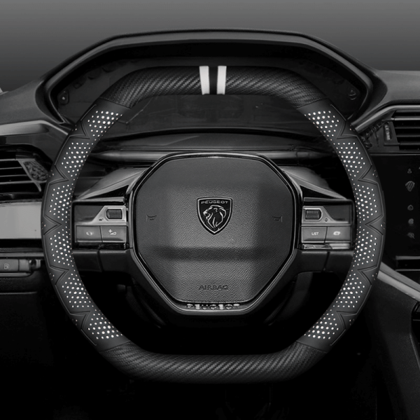 Bọc vô lăng xe Peugeot chất liệu Carbon thể thao, hiện đại