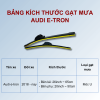 Bảng kích thước gạt mưa Audi e-tron các đời xe