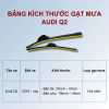 Bảng kích thước gạt mưa Audi Q2 các đời xe