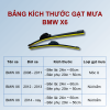 Bảng kích thước gạt mưa BMW X6 các đời xe