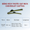 Bảng kích thước gạt mưa Chevrolet Captiva các đời xe