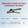 Bảng kích thước gạt mưa Chevrolet Orlando các đời xe