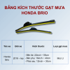 Bảng kích thước gạt mưa Honda Brio các đời xe
