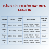 Bảng kích thước gạt mưa Lexus IS các đời xe
