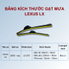 Bảng kích thước gạt mưa Lexus LX các đời xe