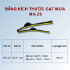Bảng kích thước gạt mưa MG ZS các đời xe