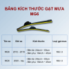 Bảng kích thước gạt mưa MG6 các đời xe