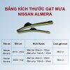 Bảng kích thước gạt mưa Nissan Almera các đời xe