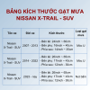 Bảng kích thước gạt mưa Nissan X-Trail-SUV các đời xe