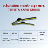 Bảng kích thước gạt mưa Toyota Yaris Cross các đời xe