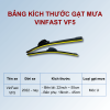 Bảng kích thước gạt mưa VinFast VF5 các đời xe
