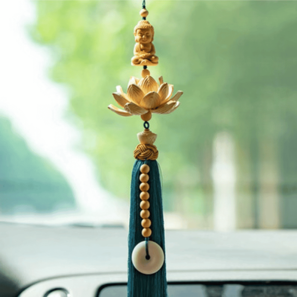 Khánh Phúc Liên Hoa gỗ hoàng dương cao cấp treo xe