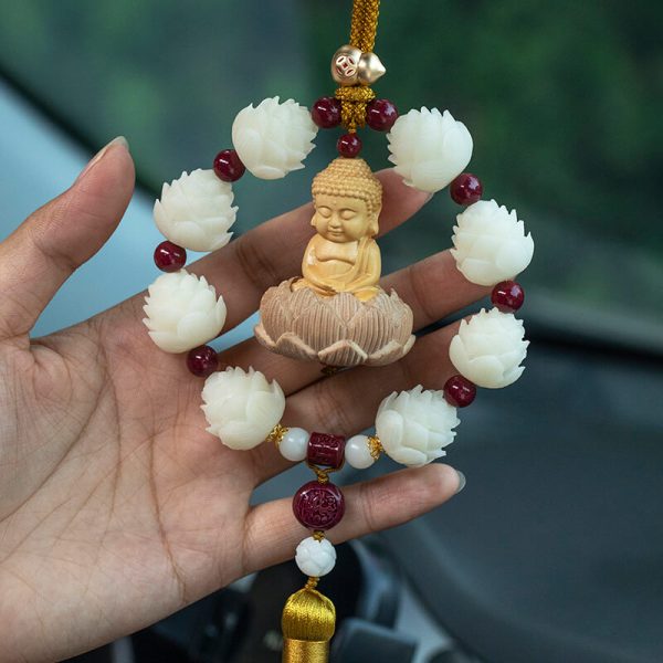 Khánh treo xe Phật Thích Ca thiền tọa gỗ hoàng dương 8 Liên hoa
