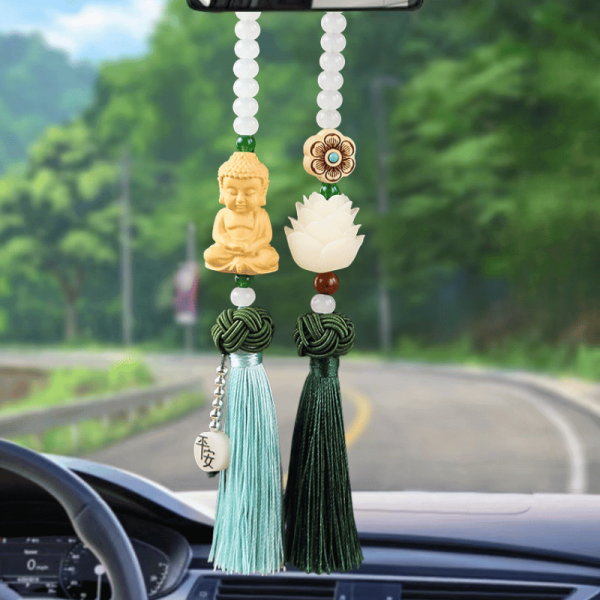 Khánh đôi treo xe Phật Thích Ca thiền tọa - Hoa sen bồ đề tâm an