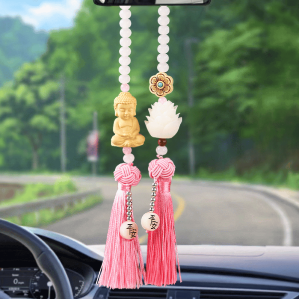 Khánh đôi treo xe Phật Thích Ca thiền tọa - Hoa sen bồ đề tâm an
