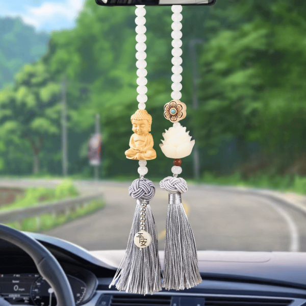 Khánh đôi treo xe Phật Thích Ca thiền tọa - Hoa sen bồ đề tâm an