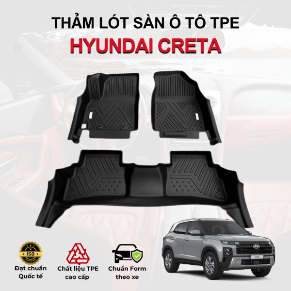 Bộ thảm lót sàn ô tô Hyundai Creta chất liệu TPE