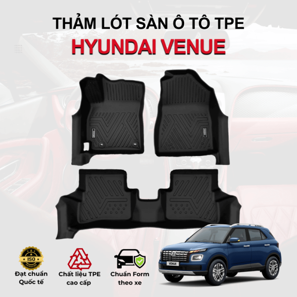 Thảm lót sàn xe ô tô Hyundai Venue chất liệu TPE khuôn đúc nguyên khối tràn viền cao cấp
