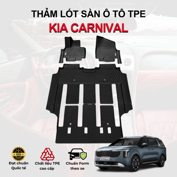 Thảm lót sàn xe ô tô KIA Carnival chất liệu TPE khuôn đúc nguyên khối tràn viền cao cấp