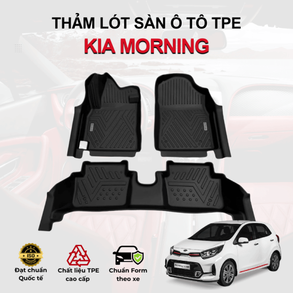 Thảm lót sàn xe ô tô KIA Morning chất liệu TPE khuôn đúc nguyên khối tràn viền cao cấp