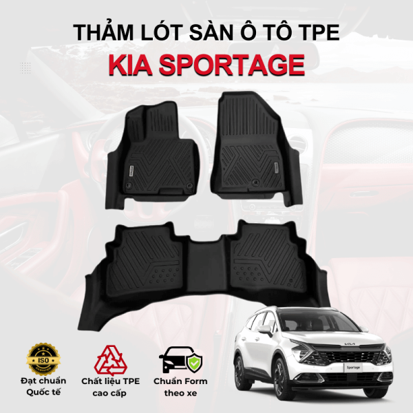 Thảm lót sàn xe ô tô KIA Sportage chất liệu TPE khuôn đúc nguyên khối tràn viền cao cấp