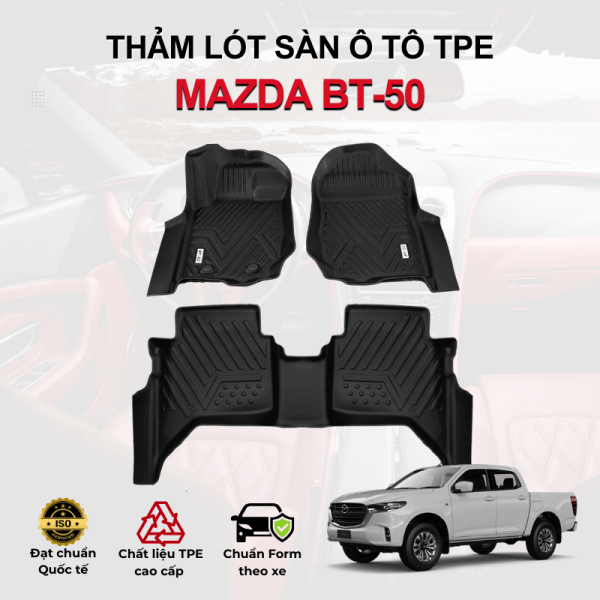 Thảm lót sàn xe ô tô Mazda BT-50 chất liệu TPE khuôn đúc nguyên khối tràn viền cao cấp
